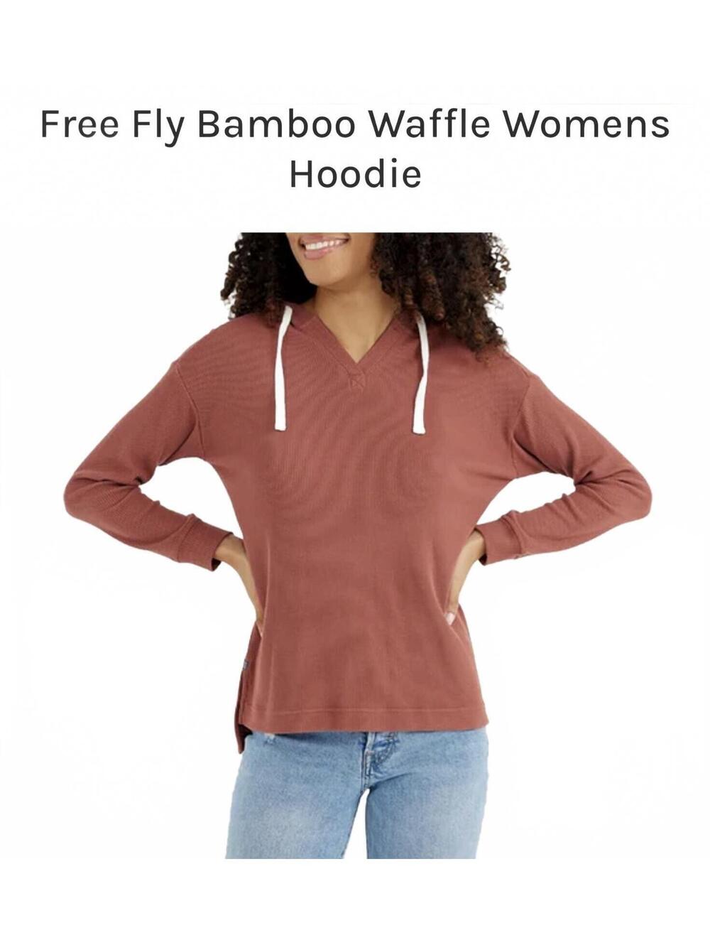 Free Fly Bamboo Waffle Womens Cinammon Color Long Sleeve Hoodie Size M